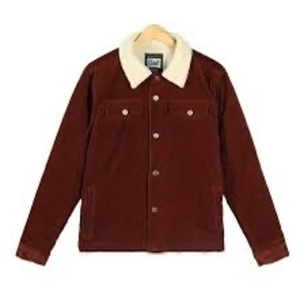 Beautiful Giant Burgundy Corduroy Sherpa Jacket Trucker Coat Men Size M Workwear - Picture 2 of 5